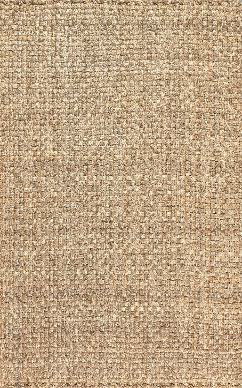 Estera Hand Woven Boucle Chunky Jute Natural Indoor Area Rug, 8X10, Bohemian, Transitional, Easy-Cleaning for Living Room, Bedroom, Kitchen, Pet Friendly, Non-Shedding (NFR102A-8)