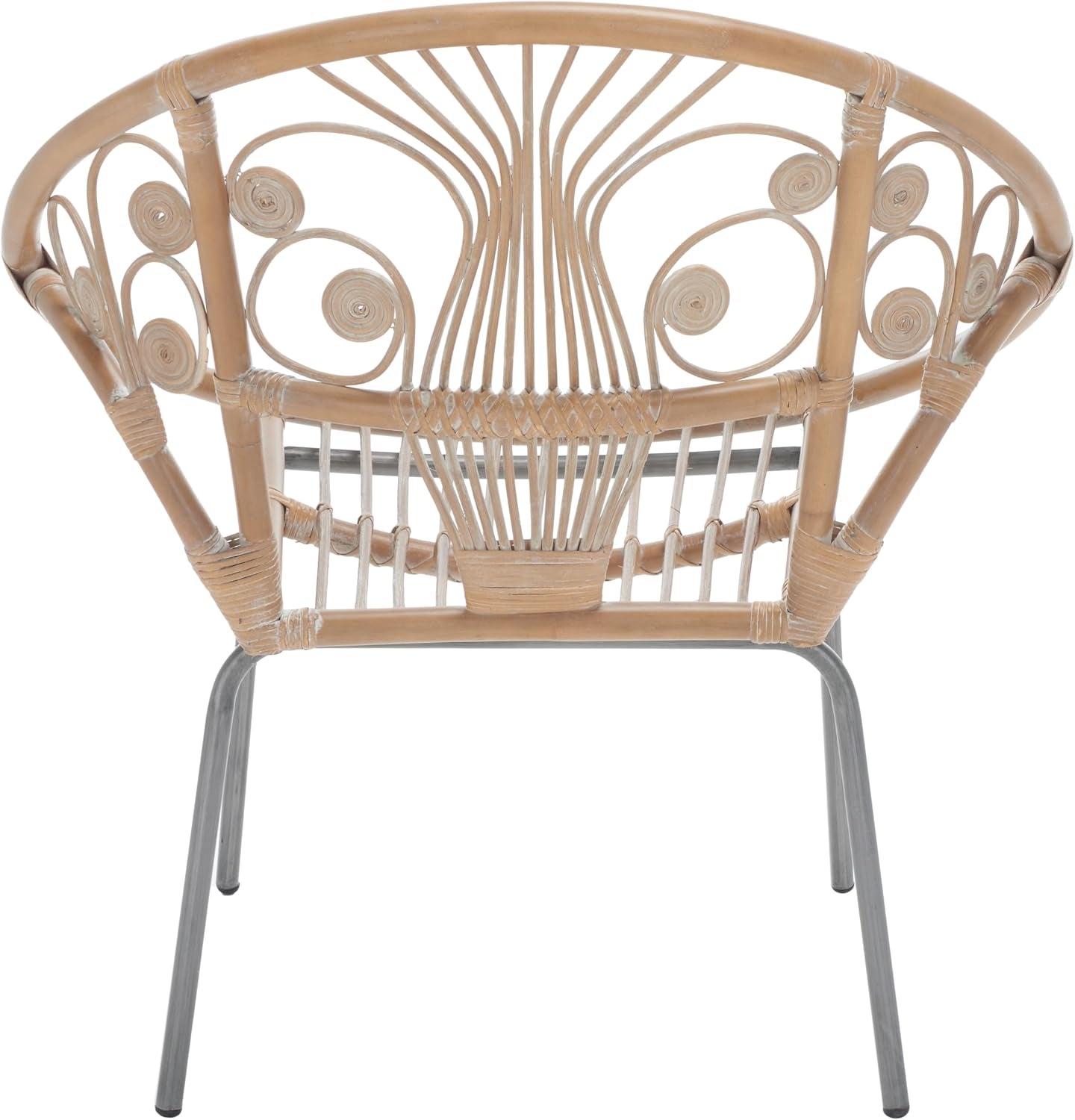 Grey and white rattan round accent chair