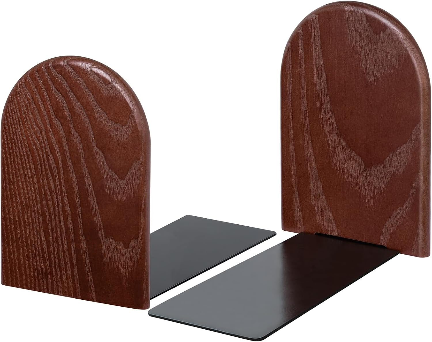 Book Ends, Sturdy Wooden Bookends for Shelves - Heavy Duty Non-Slip Book Organizers, Decorative Bookend Holders for Home Office, Library, Black Wood Universal Economy Bookend, Medium, 1 Pair