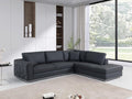 Surton Top Grain Italian Leather Sectional Sofa for Living Room and Home Office, Modern Luxury L-Shaped Couch, Right Arm Facing, 117" W, Dark Gray