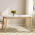 Natural oak dining table with white top