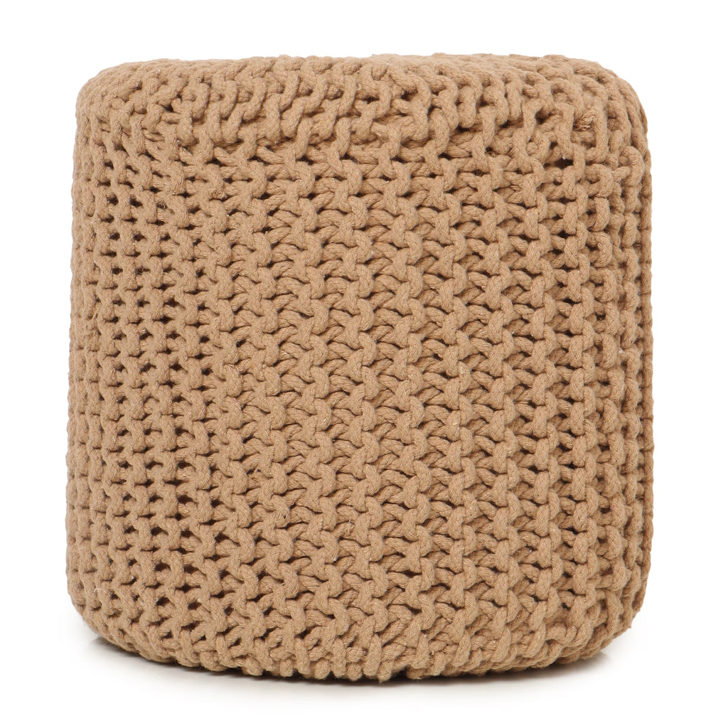 ·  · Cylindrical Hand Knitted Pouf - Foot Stool Ottoman - Cord Boho Pouffe - Cotton round Poof for Home Decor - Living Room - Nursery - Bedroom - Patio (16"X16"X16") - Beige, Set of 2