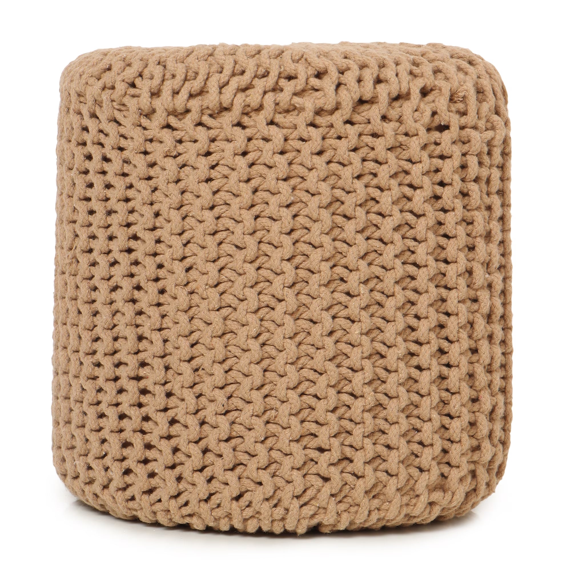 ·  · Cylindrical Hand Knitted Pouf - Foot Stool Ottoman - Cord Boho Pouffe - Cotton round Poof for Home Decor - Living Room - Nursery - Bedroom - Patio (16"X16"X16") - Beige, Set of 2