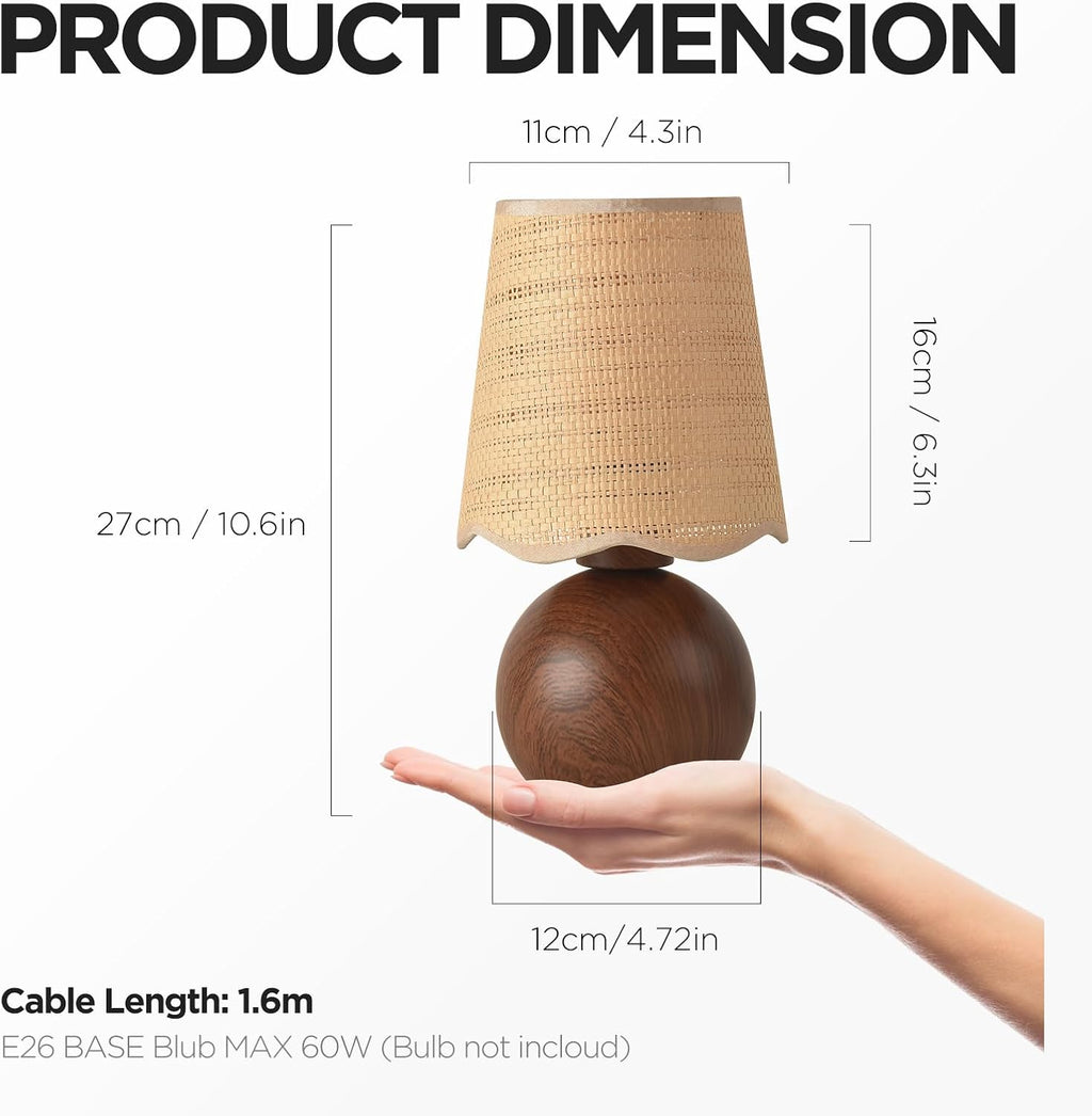 Woven rattan bedside table lamp