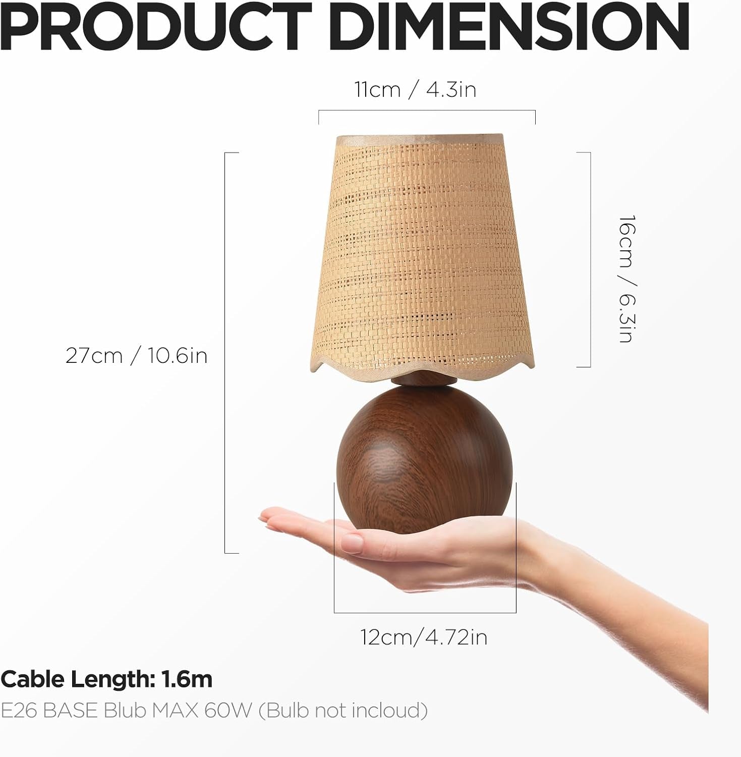 Woven rattan bedside table lamp