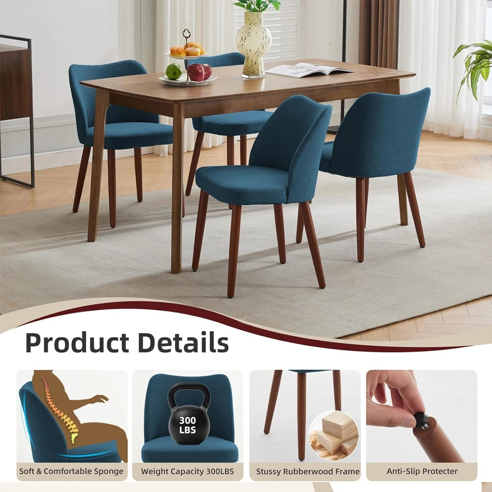 Leather Dining Chairs Set of 2 Upholstered PU Dining Chair with Wood Legs, Wing Backrest, Wooden Kitchen Chairs with Thick Cushi