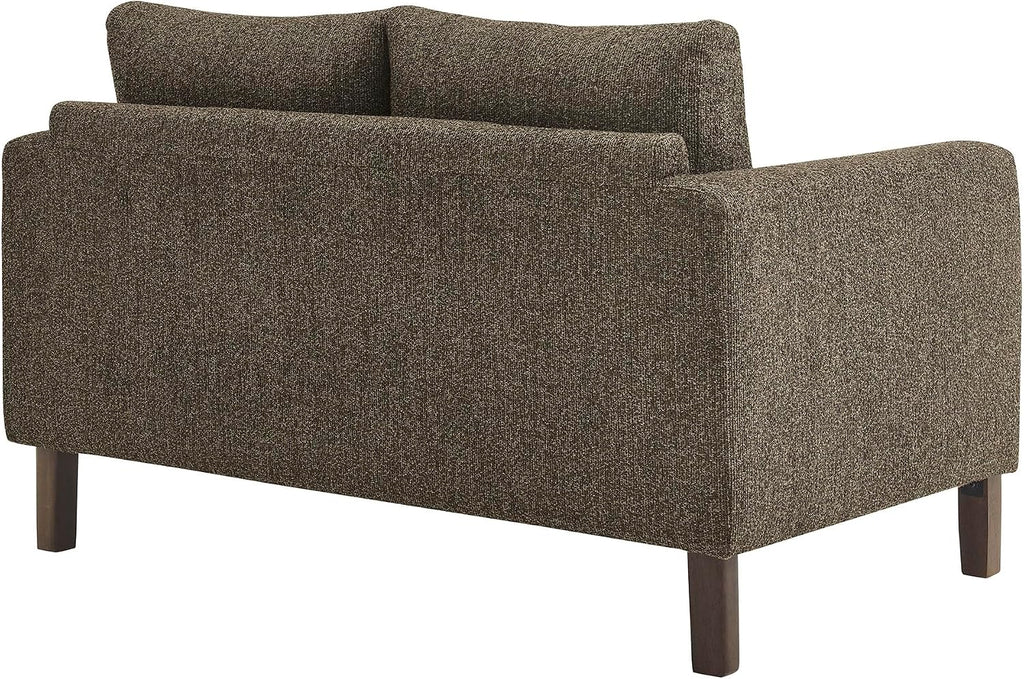 Hawken 54 Inch Boucle Loveseat in Antique Espresso with Wood Legs – Mid-Century Modern Small Space 2-Seater Sofa for Living Room, Bedroom, or Office Lounge