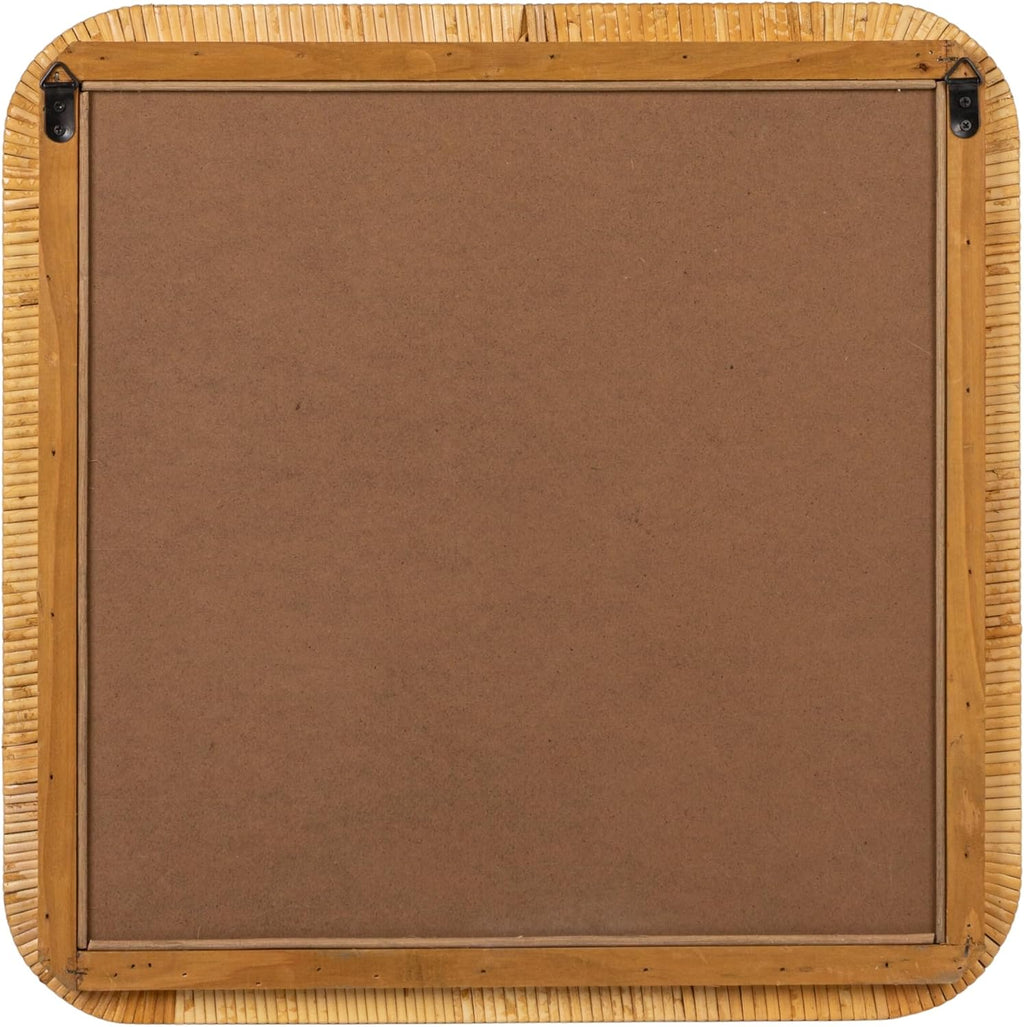 Natural square rattan wall mirror