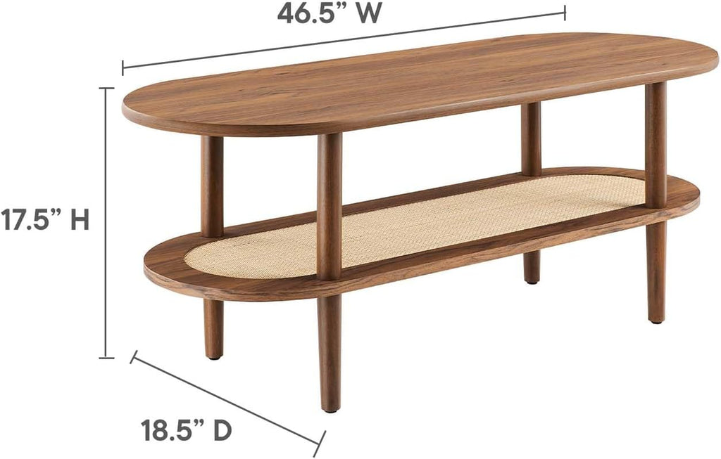 EEI-6526-WAL Torus Oval Coffee Table, Walnut