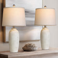 Jar Table Lamps Set of 2, 25" Ceramic Bedside Lamps for Bedroom, Beige Farmhouse Nightstand Lamps for Living Room