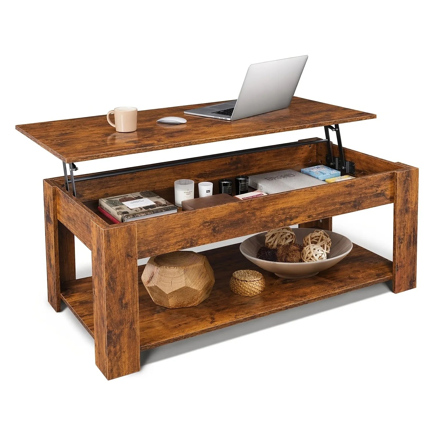 41" Lift Top Coffee Table with Hidden Storage Compartment & Rising Tabletop