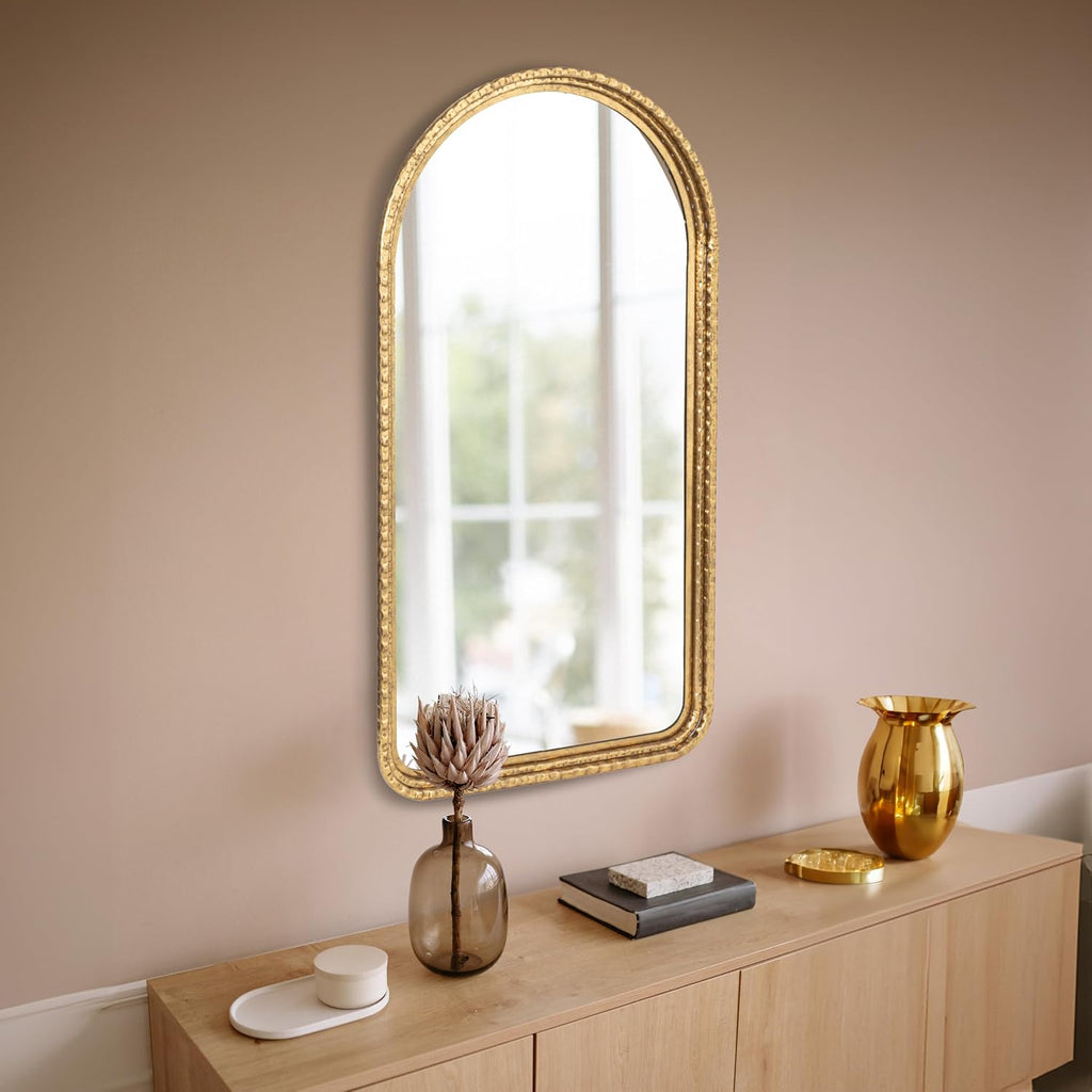 Creative Co-Op Decorative Arched Metal Wall Mirror, Gold