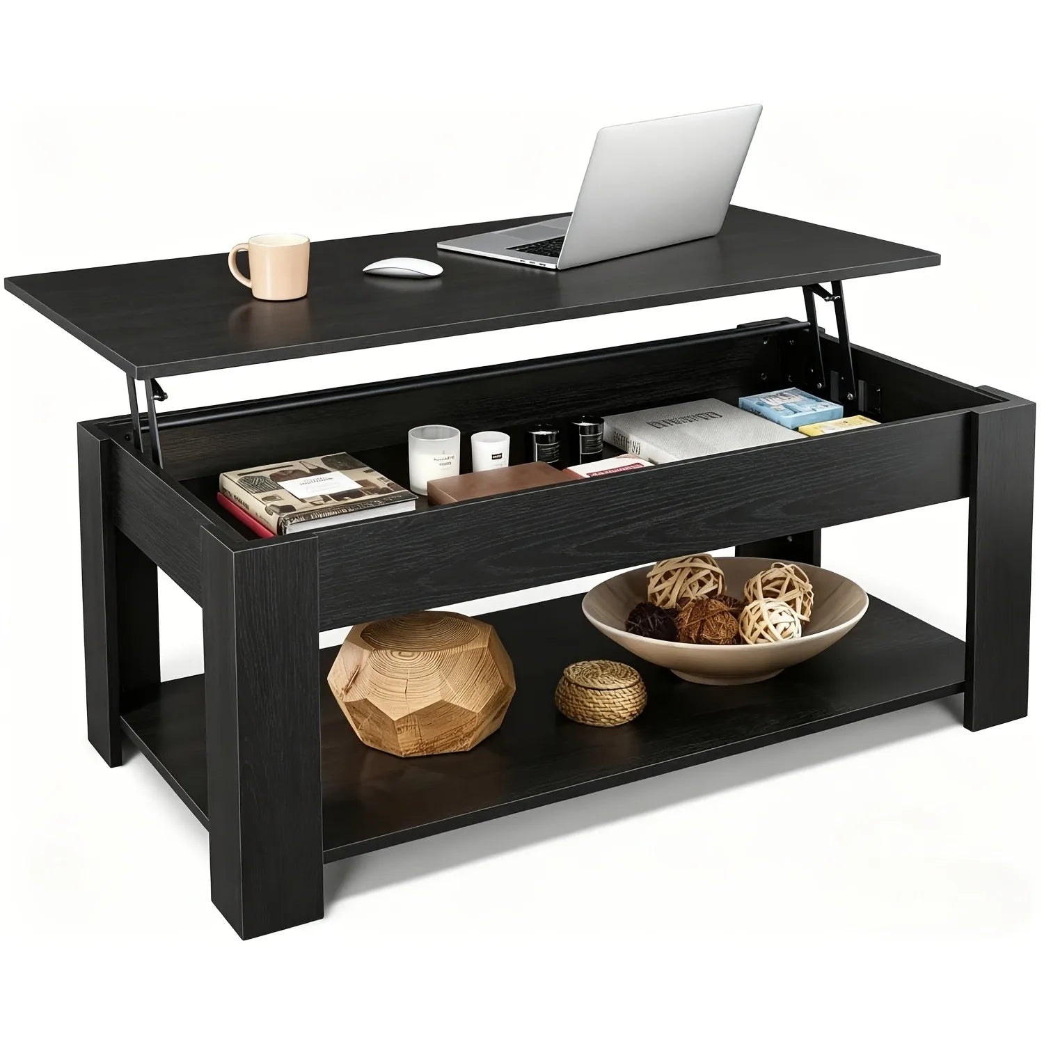 41" Lift Top Coffee Table with Hidden Storage Compartment & Rising Tabletop