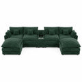 141" 7-Piece U-Shaped Sofa Set, Modular Sectional with Console, Coffee Table & 6 Pillows, for Large Living Room or Office