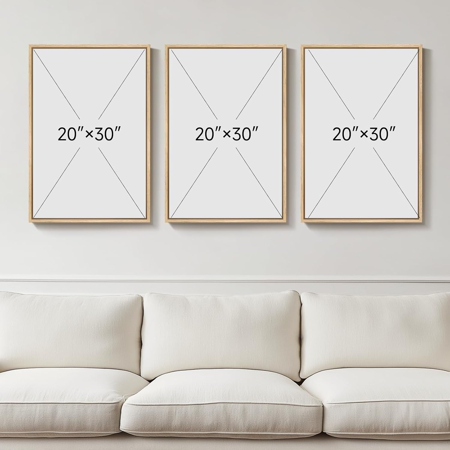 Large Framed Abstract Wall Art, Black and White Beige, 20X30 In, Set of 3 | Neutral Modern Pictures, Canvas Prints, Wood Frame, Minimalist Paintings, Wall Decor for Living Room Bedroom Dining Room