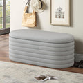 Storage Ottoman Bench,Chenille Upholstered Fabric Storage Bench for Bedroom End of Bed,Oval Ottoman with Storage & Safty Hinges,Entryway Bench for Living Room,Hallway,Front of Window,40"