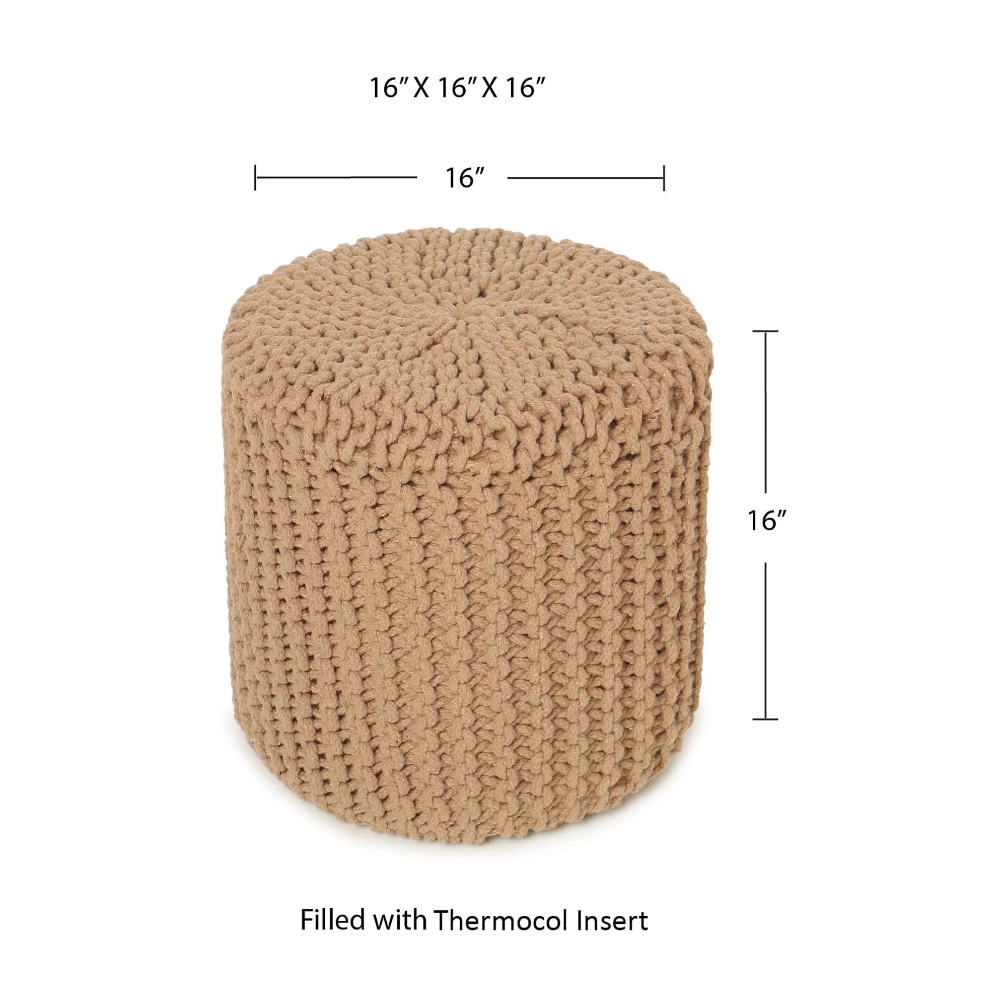 ·  · Cylindrical Hand Knitted Pouf - Foot Stool Ottoman - Cord Boho Pouffe - Cotton round Poof for Home Decor - Living Room - Nursery - Bedroom - Patio (16"X16"X16") - Beige, Set of 2
