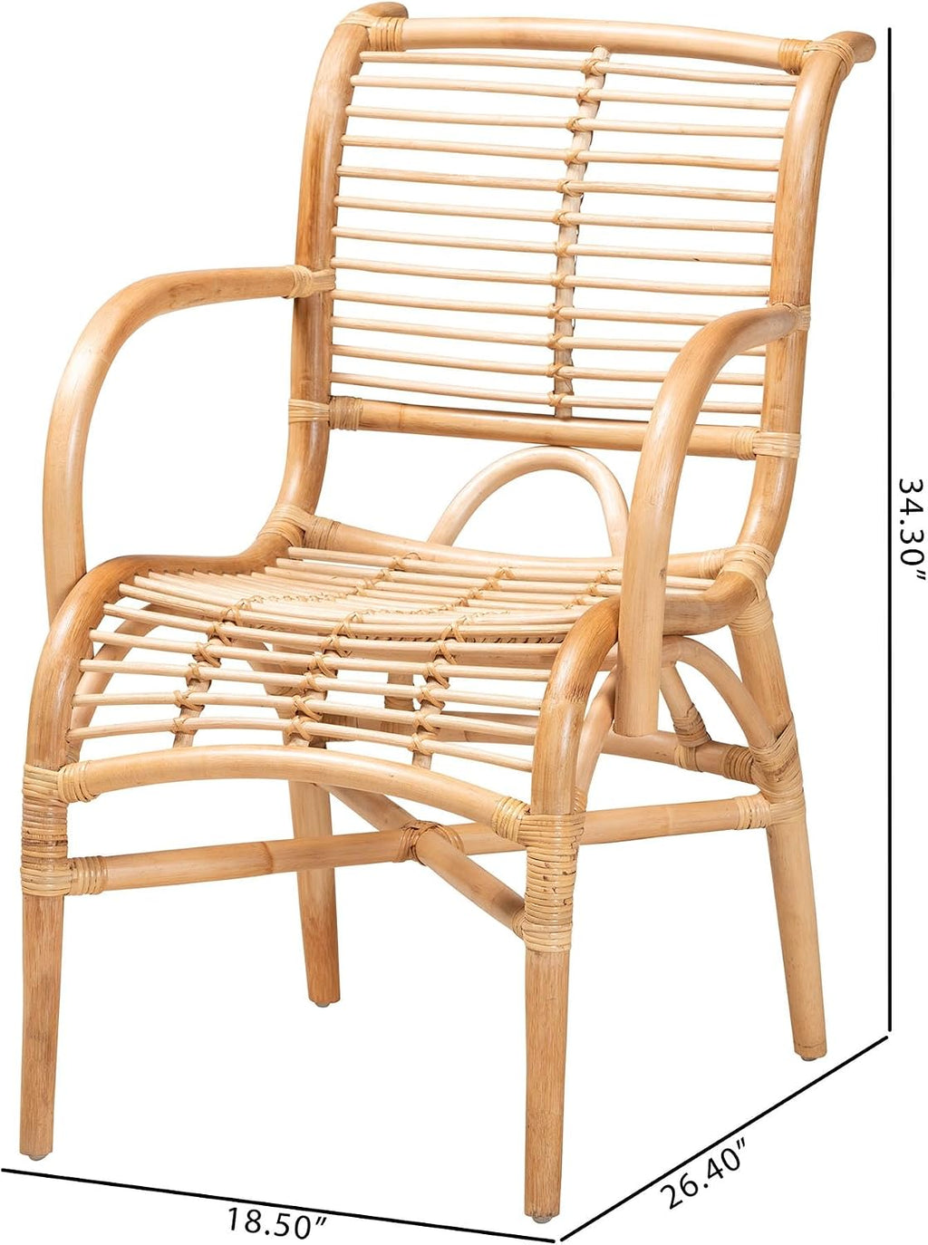 Seminyak Modern Bohemian Natural Rattan Accent Chair