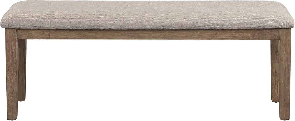 Blair Upholstered Dining Bench, 48" W Entryway Bench, Sturdy Solid Wood Frame, Wire Brush Brown Finish, Comfortable Cushion Seat, Easy Assembly, Modern & Traditional, Gray/Brown