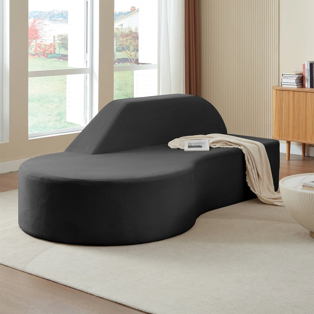 91" Modern Cloud Sofa Curved Boneless Couch Deep Seat Sofa for Living Room Bedroom, Chenille, Dark Gray