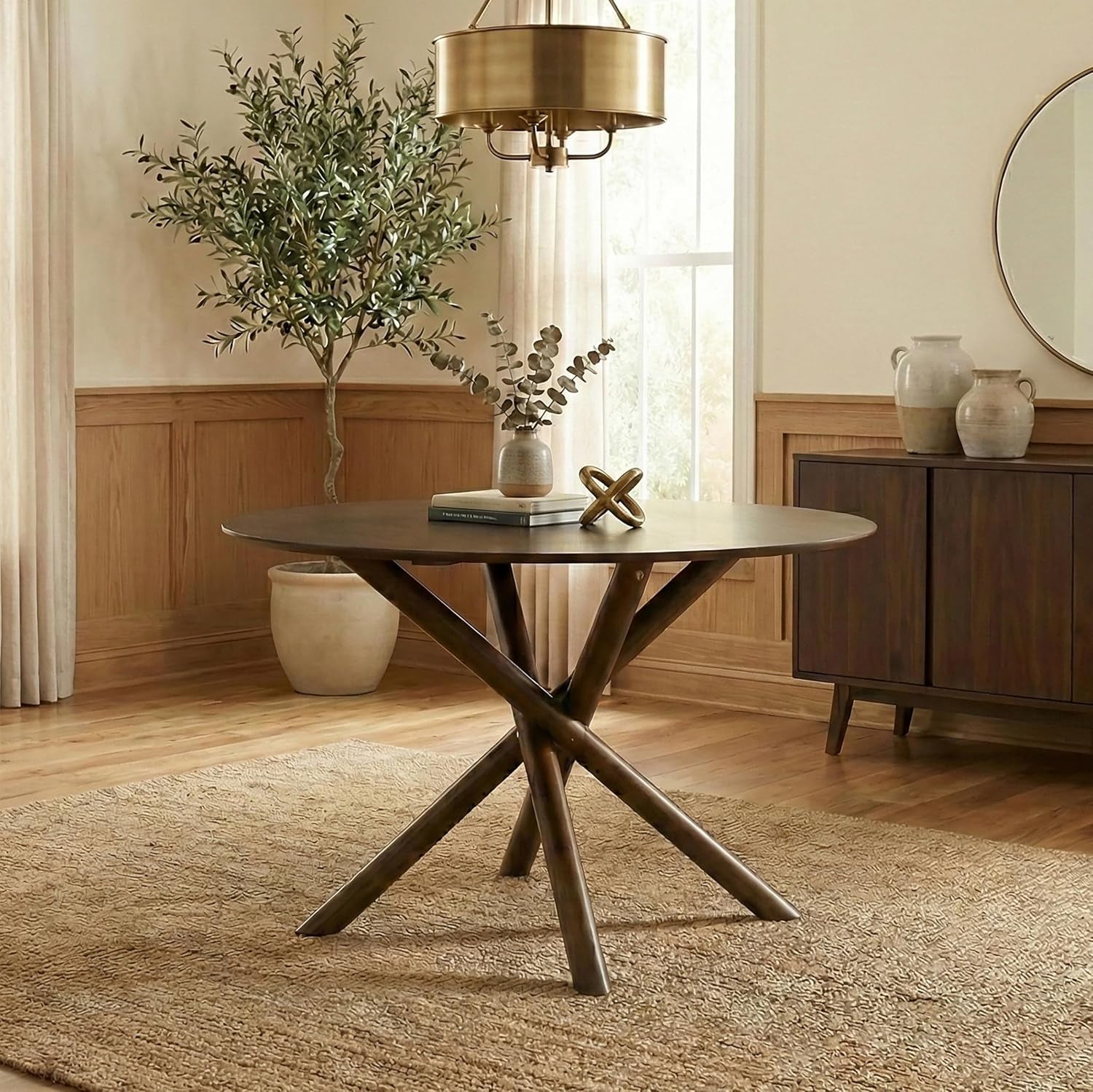 Arnott round Dining Table, Walnut Finish