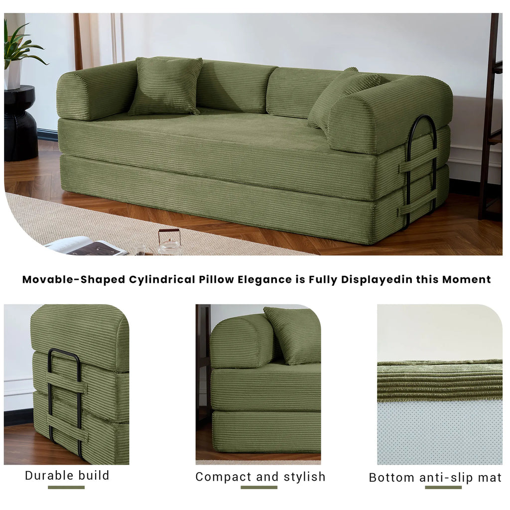 Corduroy folding convertible sofa bed