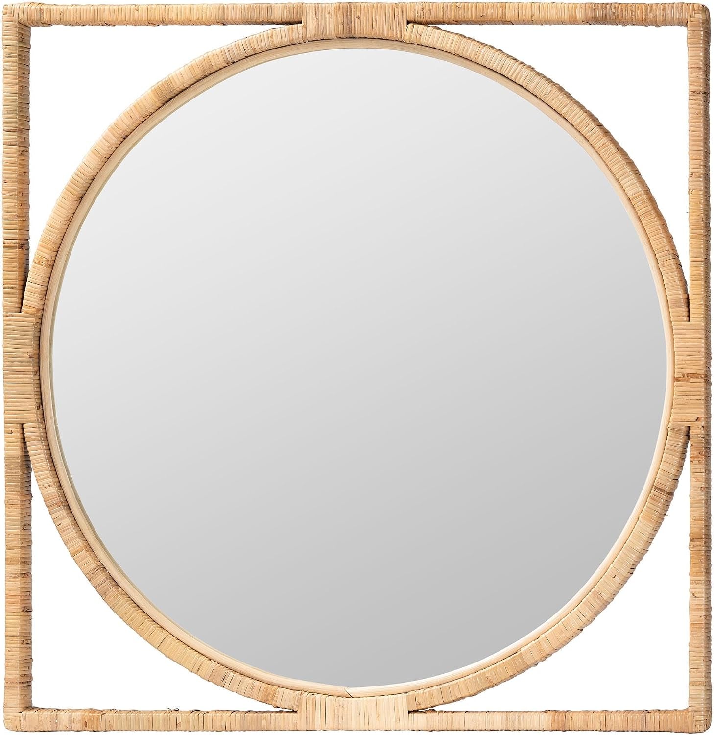 Bayan Japandi Natural Rattan Wall Mirror