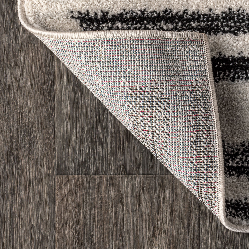 MOROCCAN HYPE 8 X 10 Area Rug, Khalil Berber Stripe - Cream/Black, MOH207A-8