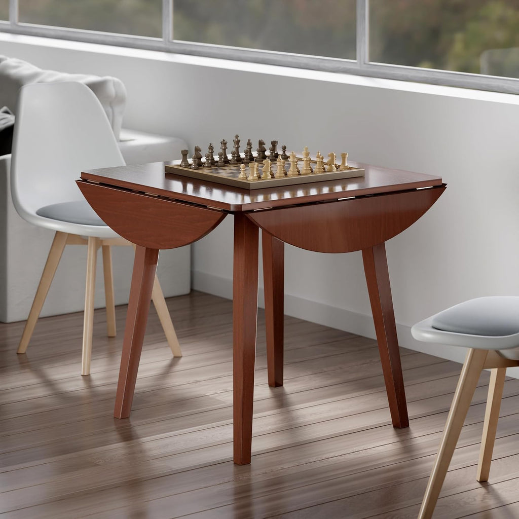 Dawson round Dining Table Drop Leaf Walnut Finish