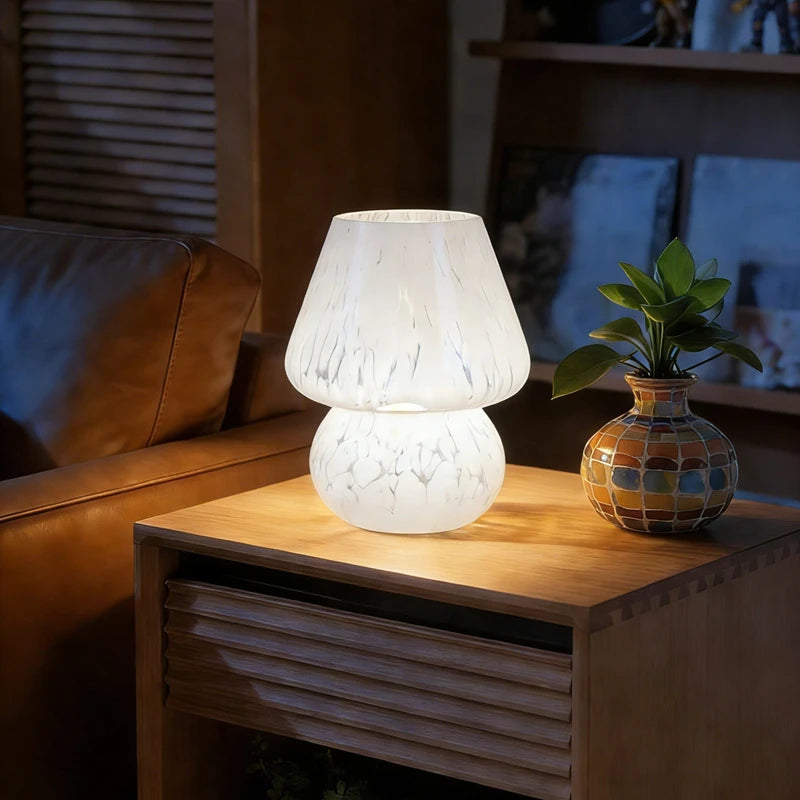 Sprinkle Mushroom Table Lamp Nordic Khaki Girly Living Room Bar Homestay Bedroom Bedside Glass Ambient Decorative Night Light
