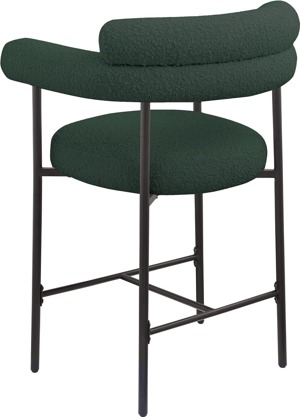 Meridian Furniture 986Green-C Blake Collection Modern | Contemporary Counter Stool with Rich Green Boucle Fabric, Matte Black Iron Metal Frame, 26" W X 23.5" D X 38" H, Green, Set of 2