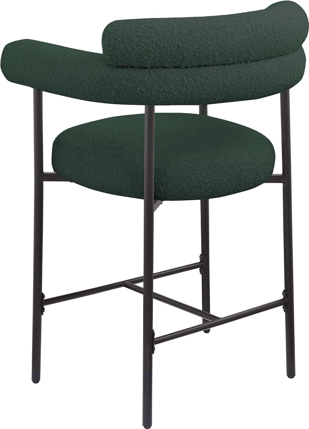 Meridian Furniture 986Green-C Blake Collection Modern | Contemporary Counter Stool with Rich Green Boucle Fabric, Matte Black Iron Metal Frame, 26" W X 23.5" D X 38" H, Green, Set of 2