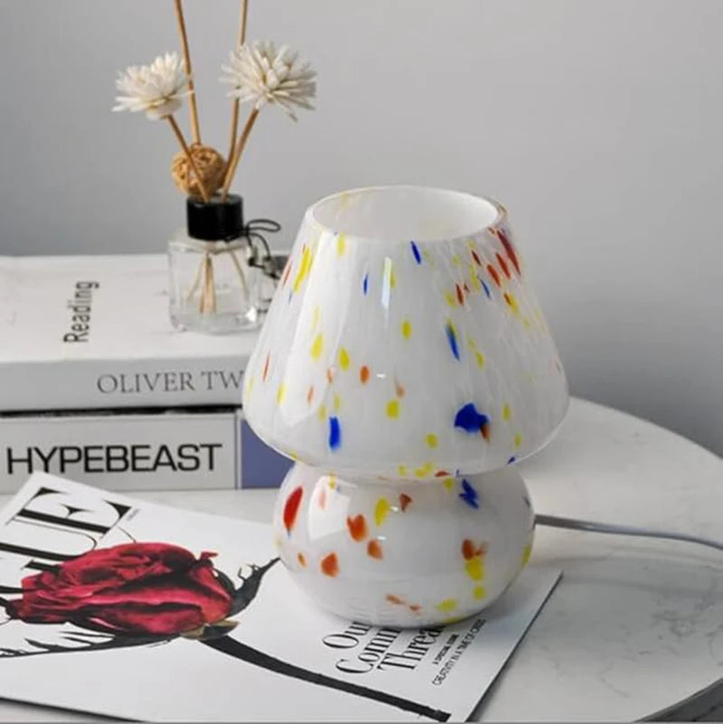 Sprinkle Mushroom Table Lamp Nordic Khaki Girly Living Room Bar Homestay Bedroom Bedside Glass Ambient Decorative Night Light
