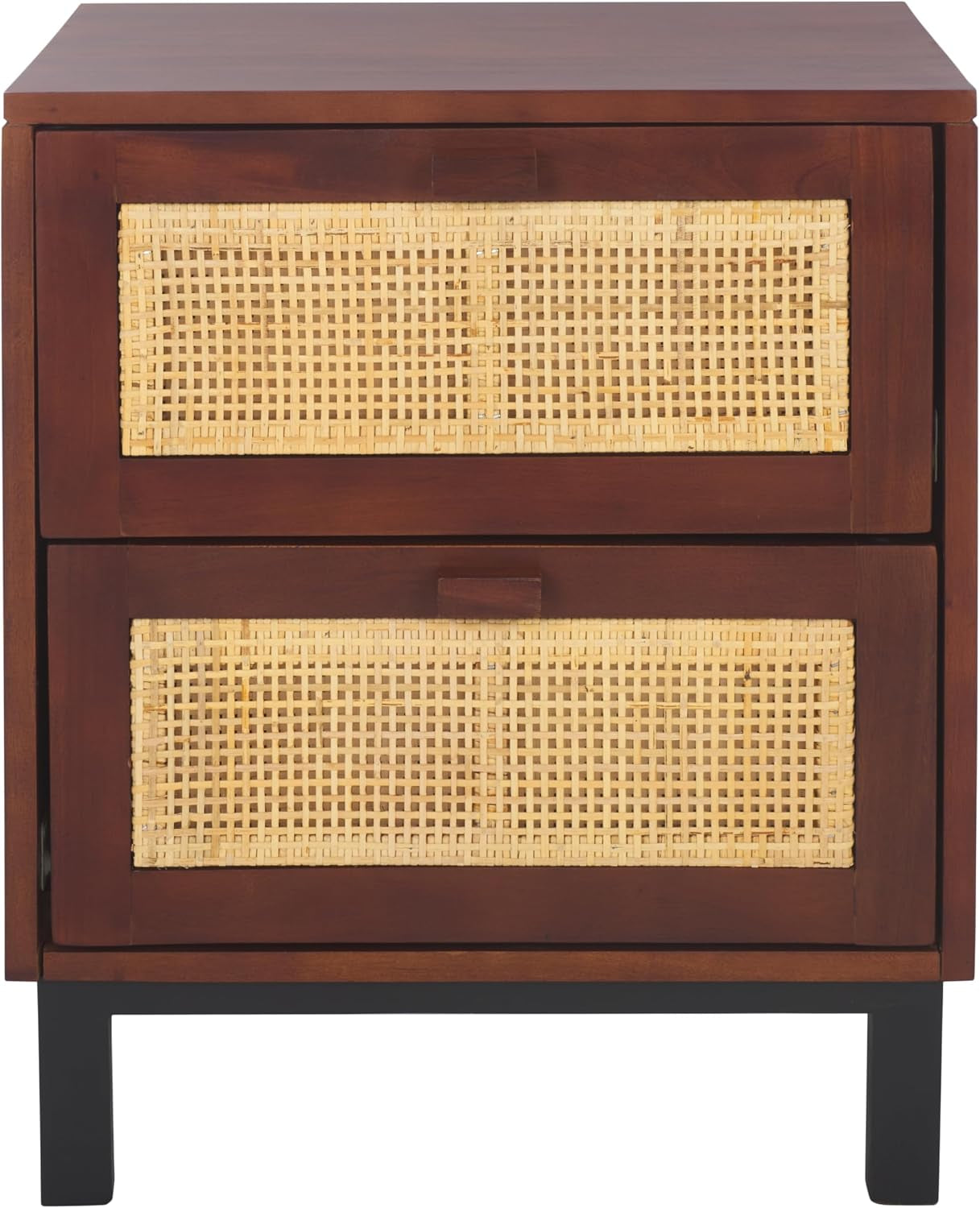 SAFAVIEH Home Collection - Erica 2-Drawer Nightstand Table, Natural Wood & Rattan Cane Bedside Storage (NST4006D)