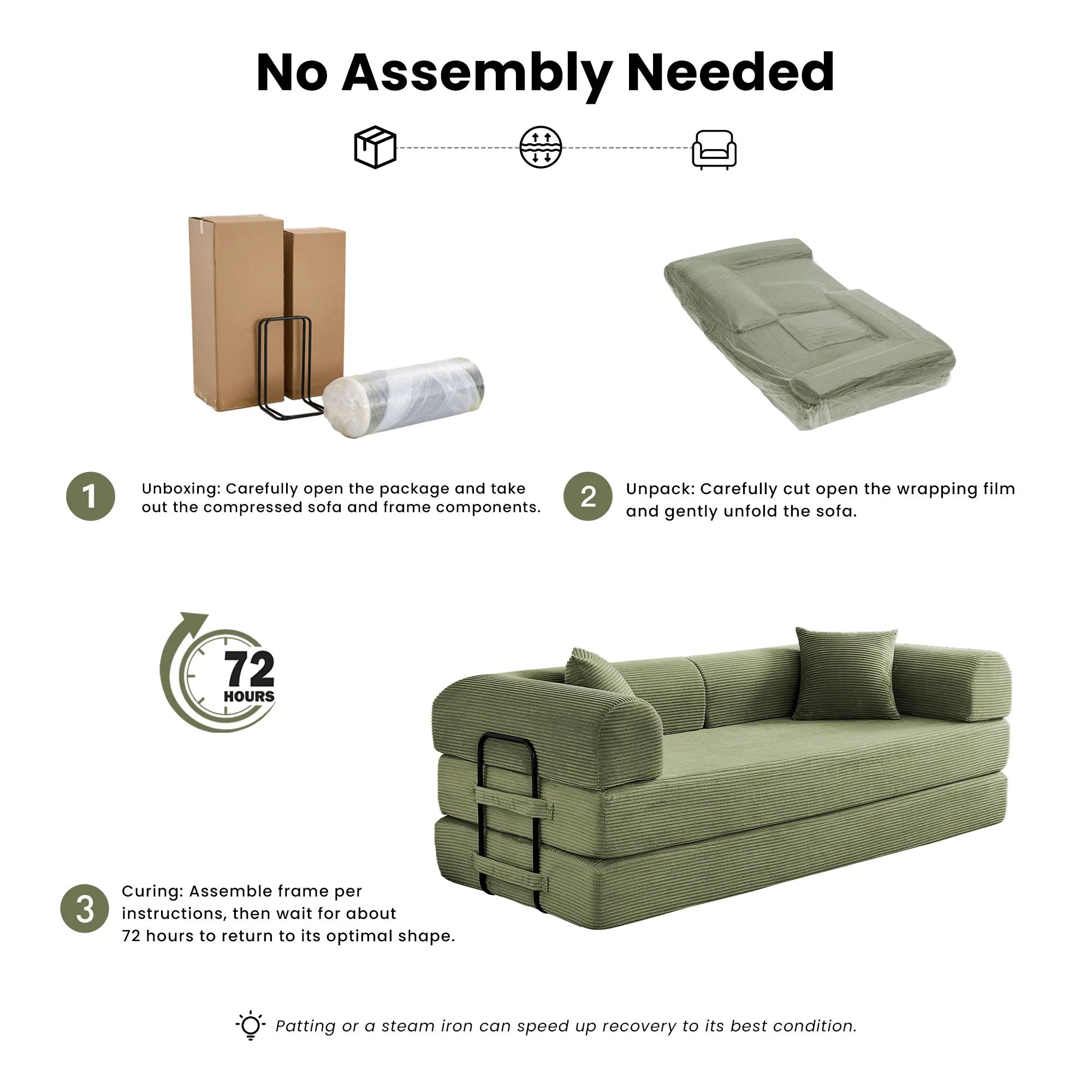 Corduroy folding convertible sofa bed