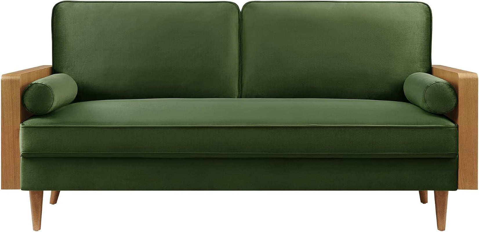 Kellan 72 Inch Velvet Sofa in Walnut Moss Green