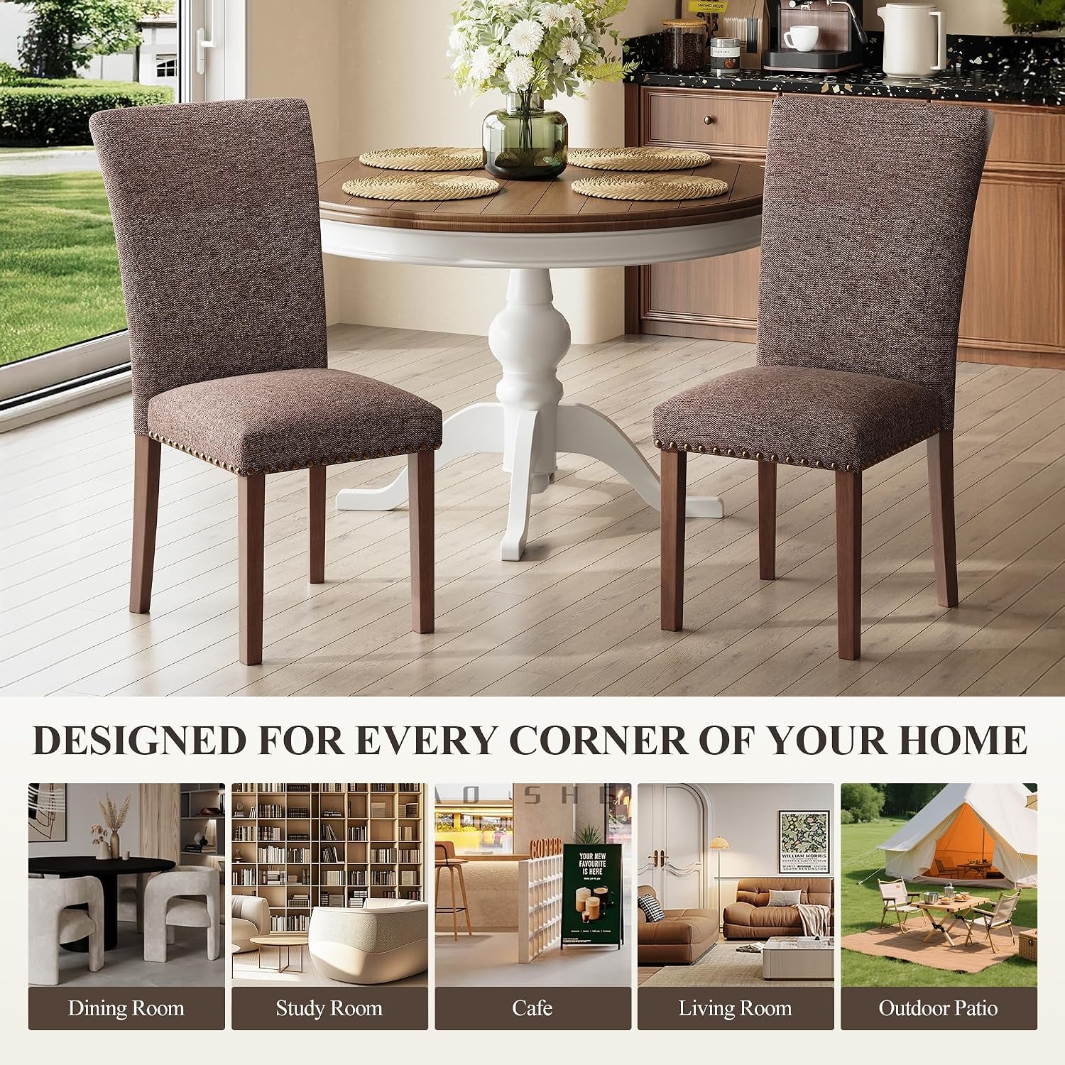 Upholstered dining chairs set of six