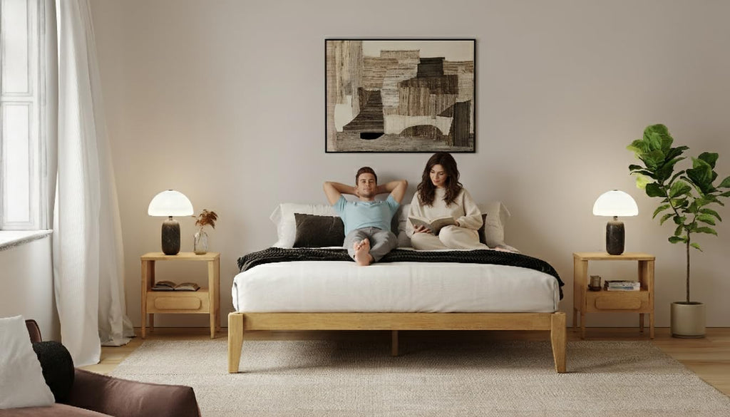 Thor Premium Solid Wood Bed Frame King, Japanese Joinery Bed Frame with Wood Slat Support, Platform Bed, No Box Spring Needed, Easy Assembly, Minimalist & Modern Style (Light Brown)
