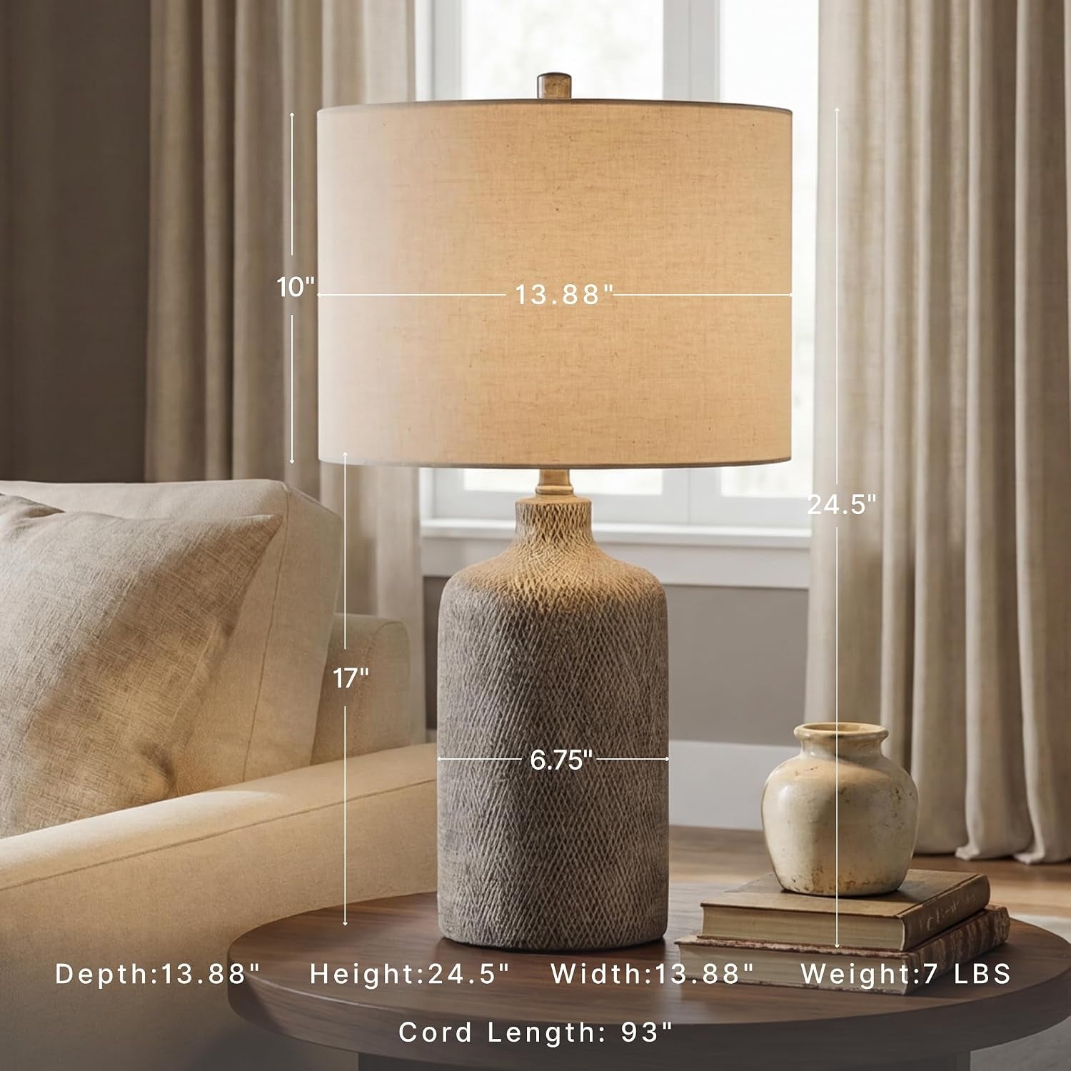 Signature Design by Ashley Linus 24.5" Ceramic Bedside Table Lamp, Black