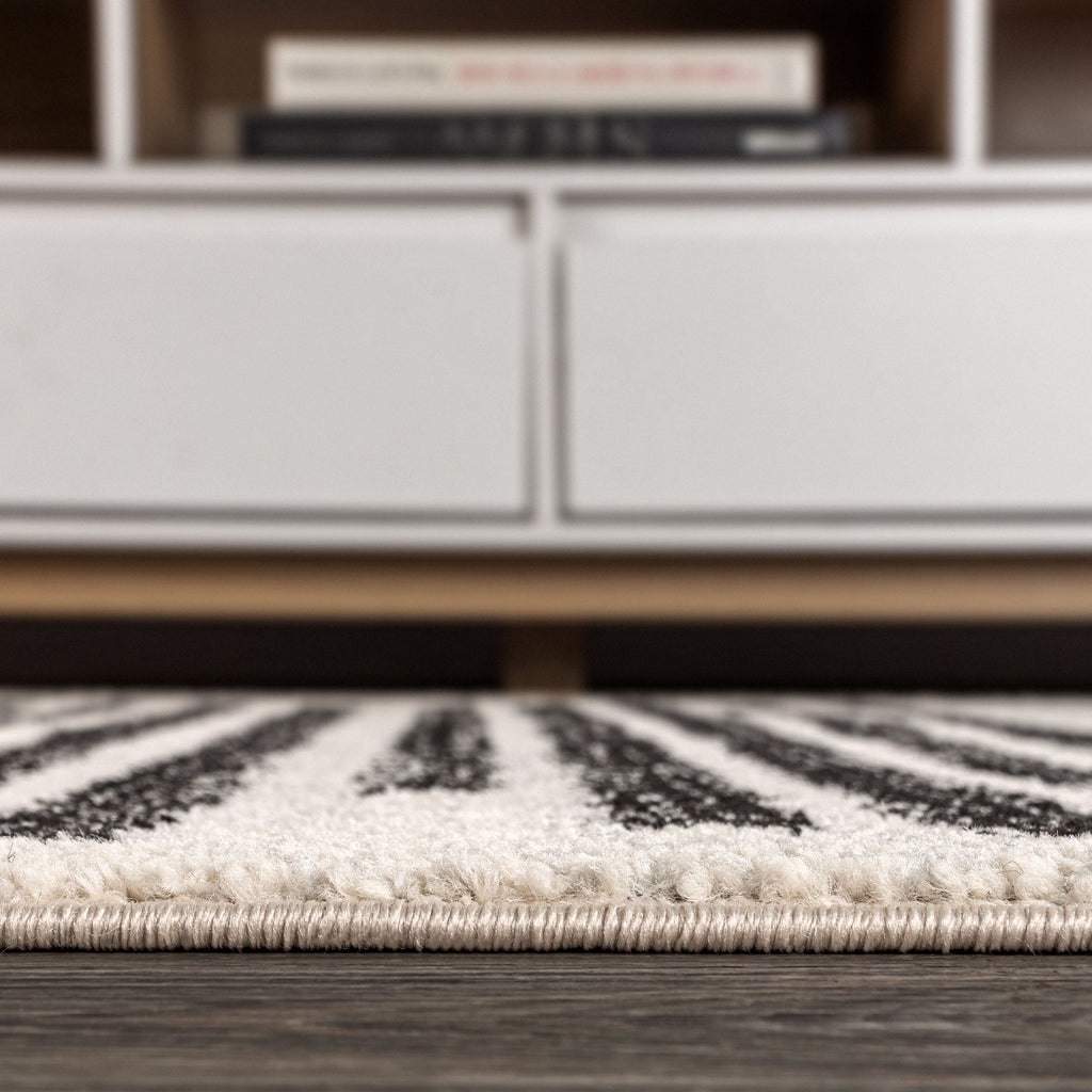 MOROCCAN HYPE 8 X 10 Area Rug, Khalil Berber Stripe - Cream/Black, MOH207A-8