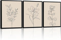 Minimalist Botanical Framed Wall Art, 3 Piece Set, 16X24 Inch | Soft Beige Palette • Delicate Linear Detail • Coordinated Gallery Look • Versatile Accent for Bedroom or Office