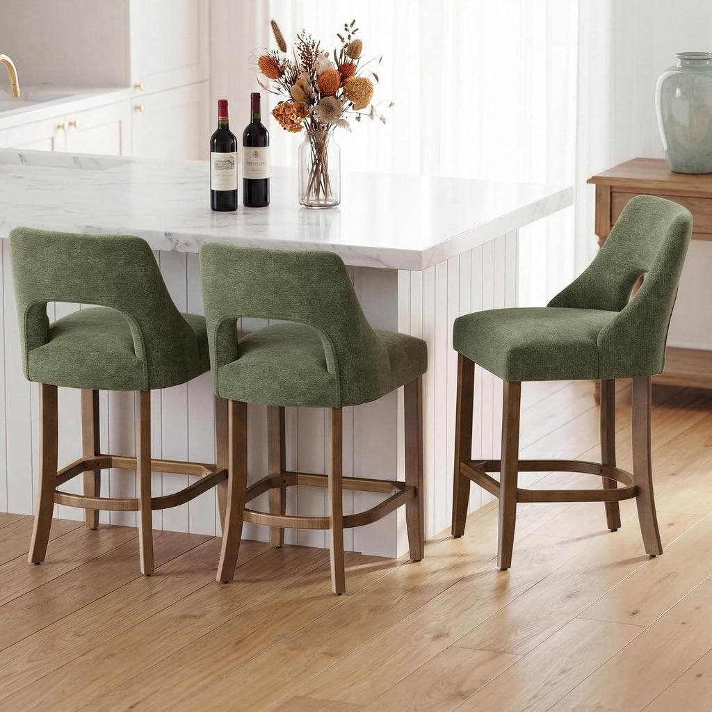 Green upholstered counter stools set of four