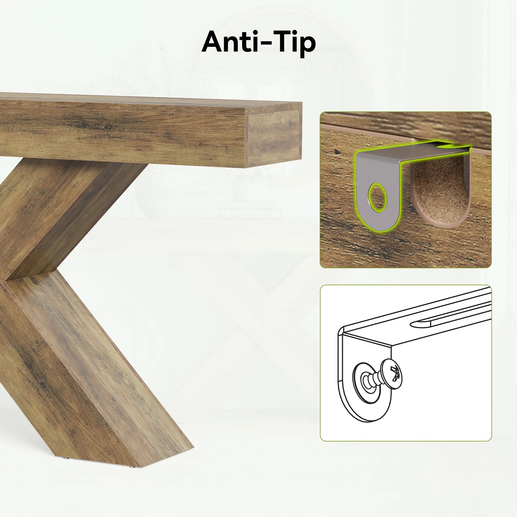 Narrow Console Table, 140 Cm Country-Style Entryway Table, X-Shaped Coffee Table behind the Sofa for Living Room, Entrance Area, Foyer, Hallway, Rustic Brown
