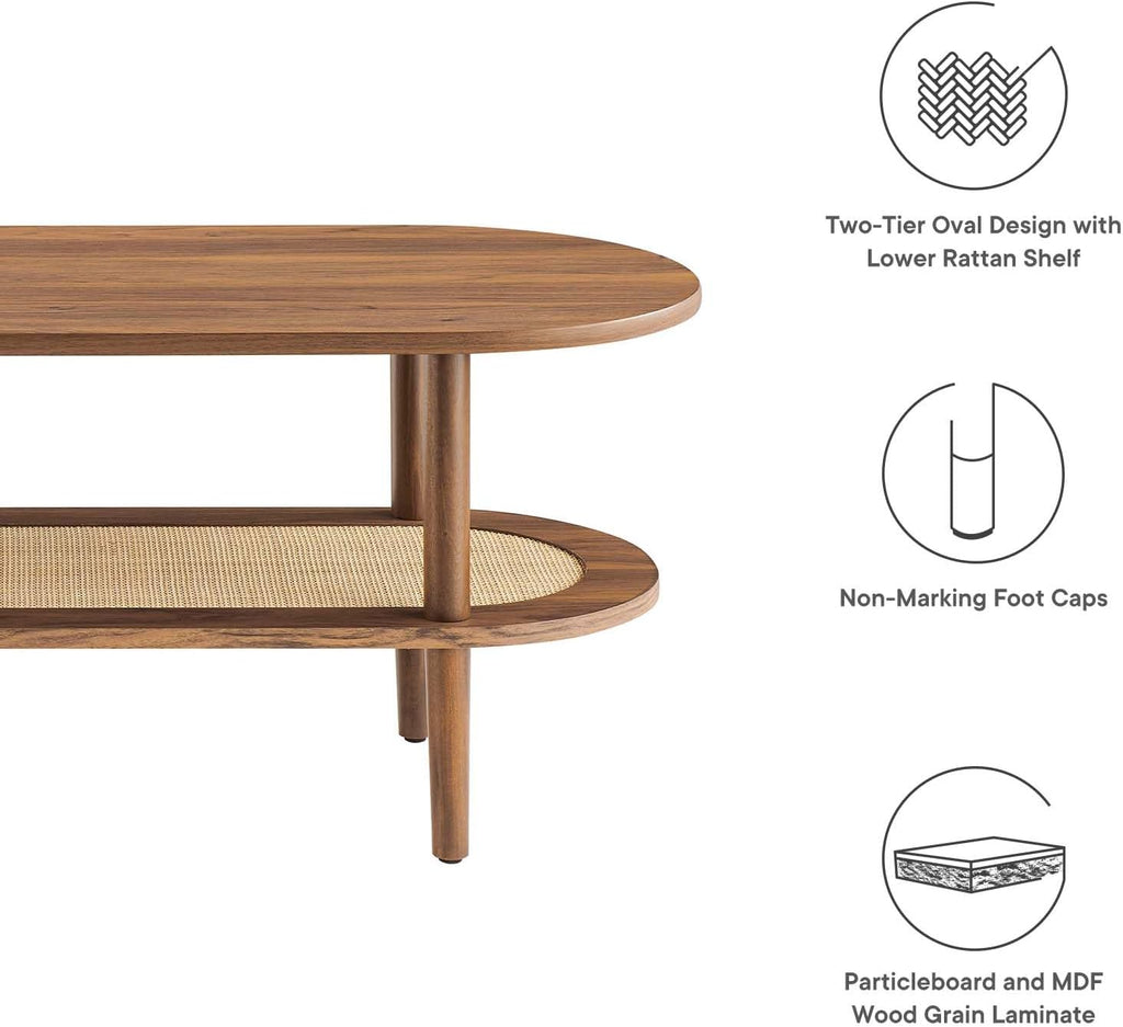 EEI-6526-WAL Torus Oval Coffee Table, Walnut