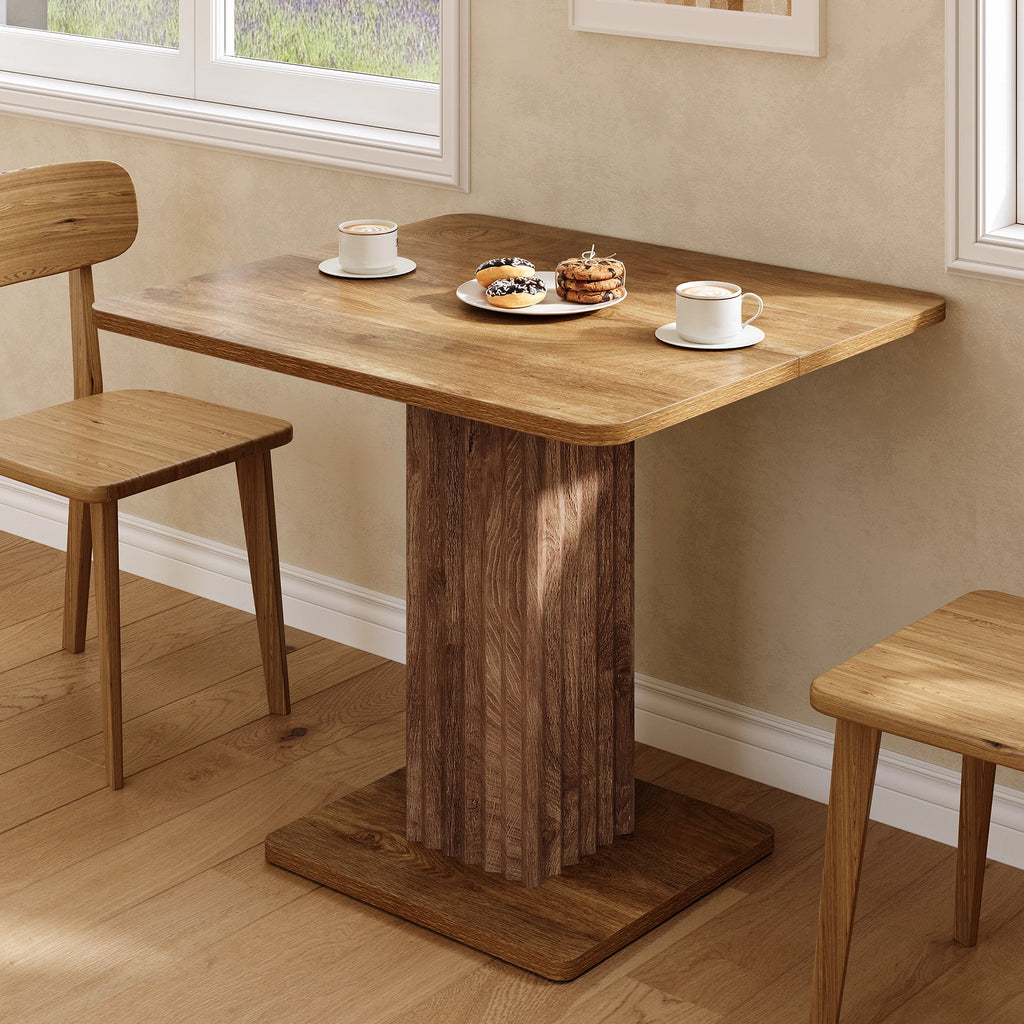 Dining Table for 4, 90 Cm X 80 Cm X 75 Cm Small Kitchen Table with Sturdy Base, Farmhouse Dinner Table for Dining Room, Living Room, Kitchen, Brown