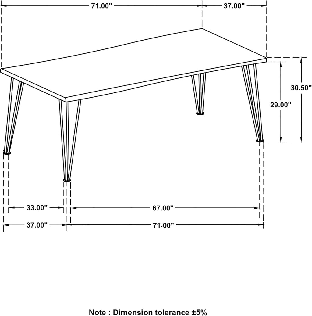 Coaster Home Furnishings - Sherman - Solid Acacia Wood - Live-Edge Dining Table with Hairpin Metal Legs - Dining Room - 71-Inch - Natural Acacia and Gunmetal - 190911