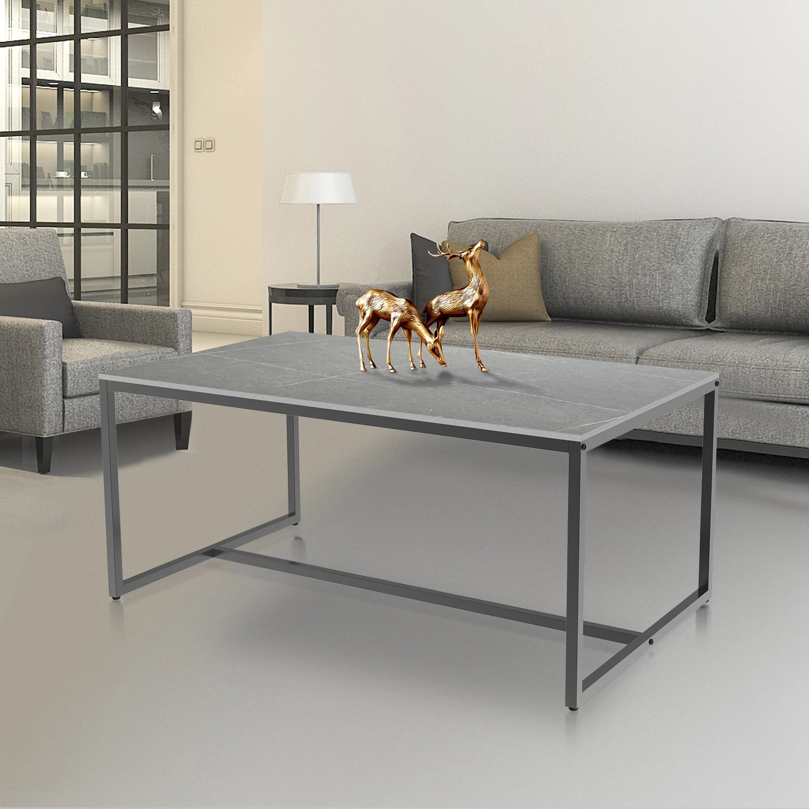 Marble and metal frame accent table