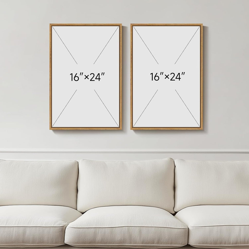 Framed Boho Terracotta Sun and Moon Canvas Wall Art Bedroom, 20X30 Inch | Sun and Moon, Set of 2, Canvas Print, Bohemian Pictures, Mid Century Modern, Terracotta Beige Artwork, Dining Room Wall Decor
