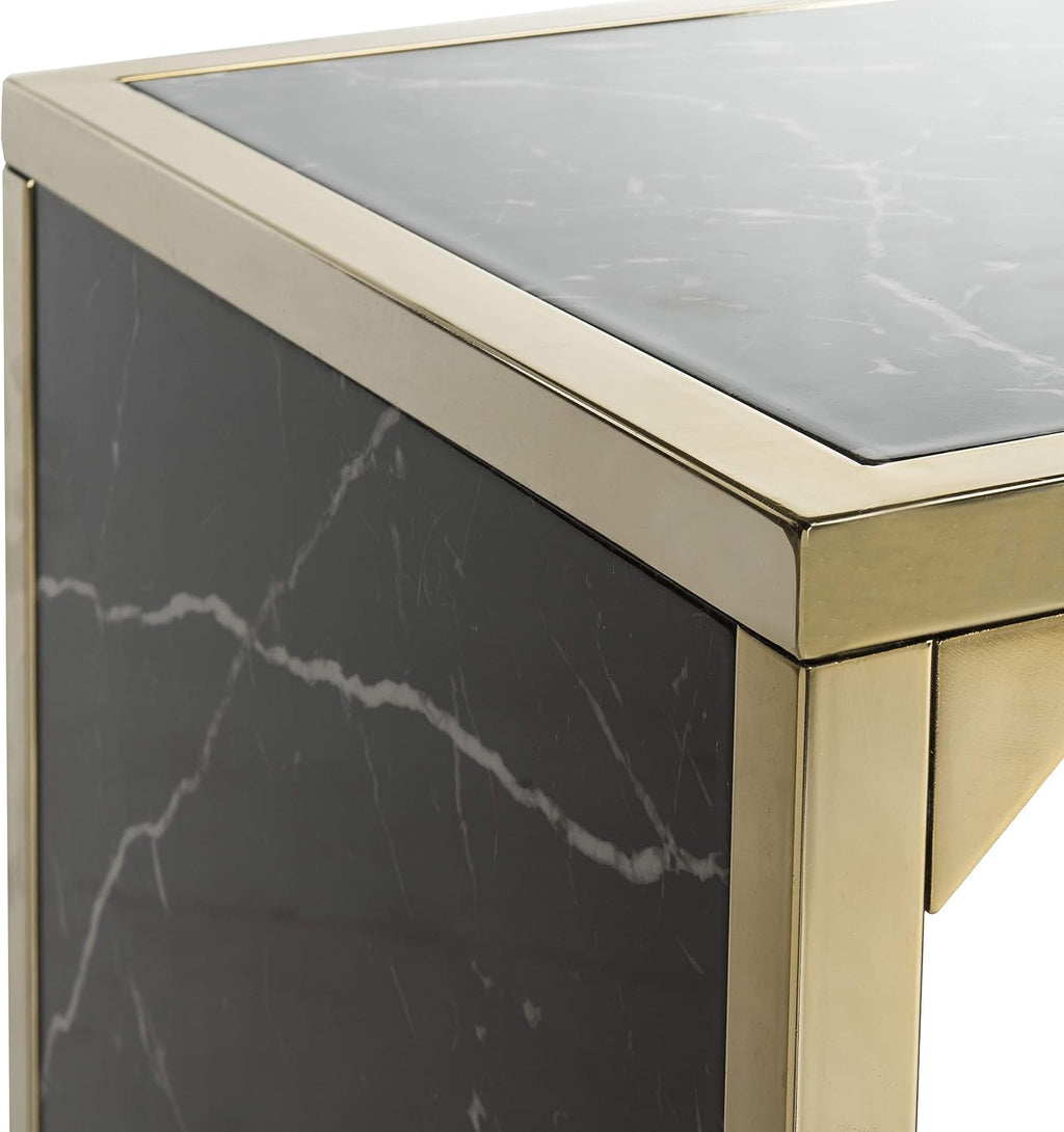 Safavieh Home Kylie Glam Black Marble and Brass Console Table