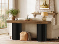 63-Inch Console Table for Entryway, Farmhouse Entryway Table with Sturdy Legs, Narrow Long Sofa Console behind Couch for Living Room, Hallway, Foyer, Rustic Brown and Black